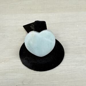 Chunky One Piece Green Amazonite Crystal Heart Polished Stone Ring Size 10.5